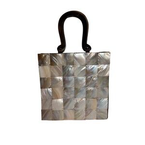 Vtg 60s 70s Mother of Pearl Shell Handbag Iridescent Mosaic Tile Mermaidcore bag